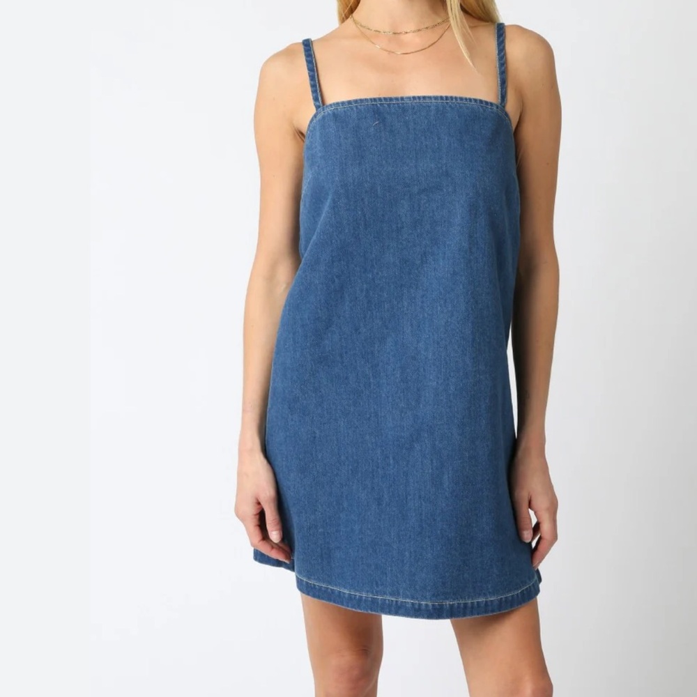 Frank & Oak Blue Denim Mini Slip Dress